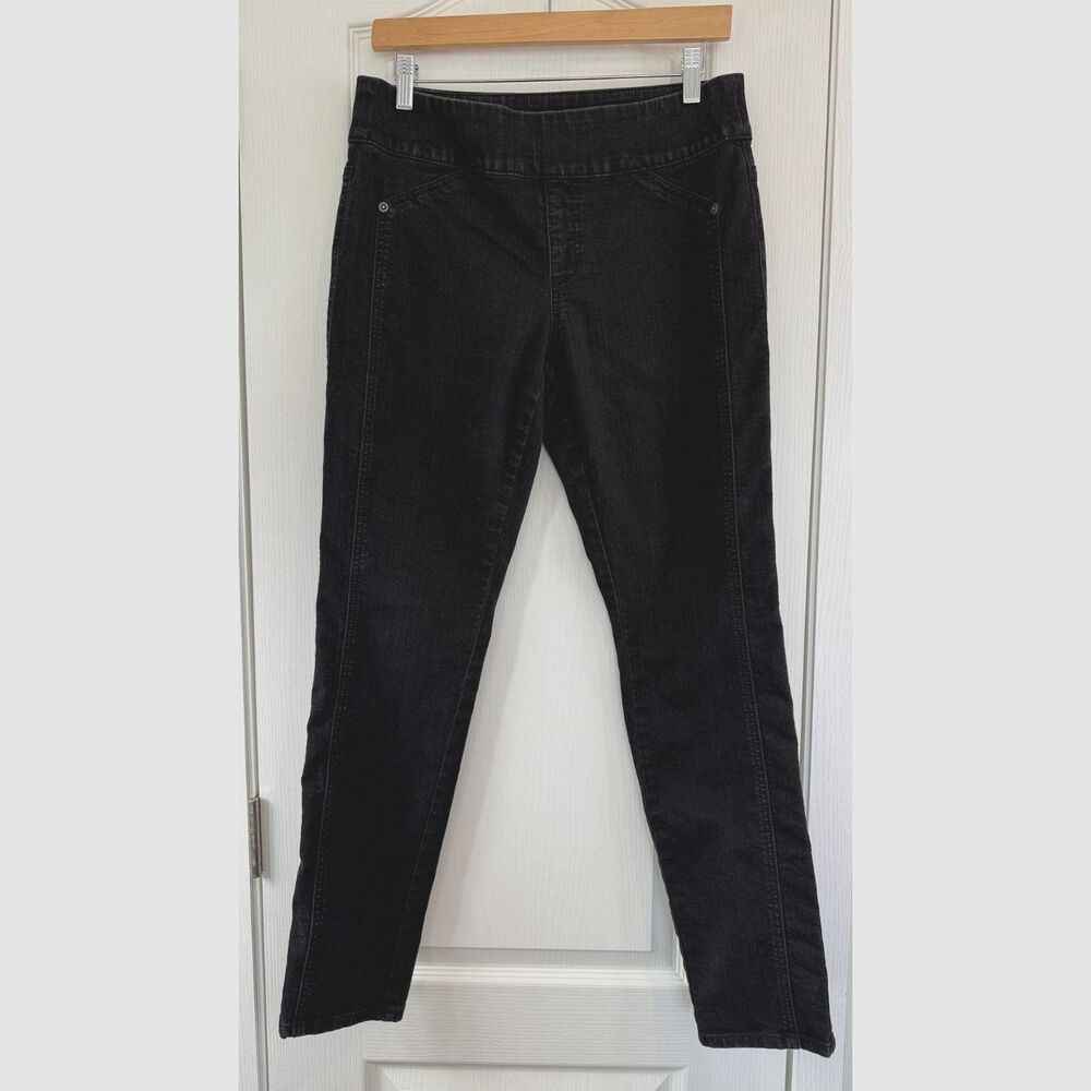 Chico's So Slimming Women's Pull On Skinny Jeans Black Denim Size S - 4 (0)